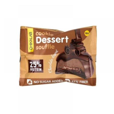 كوكيز مغطى بالشوكولاطه مع سوفلي وحشوة الشوكولاطه 25% بروتين 27% الياف بدون سكر