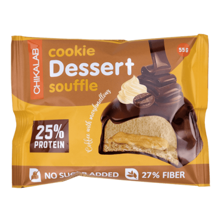 كوكيز سوفليه بحشوة القهوه والمارشملو 25% بروتين 27% الياف  بدون سكر