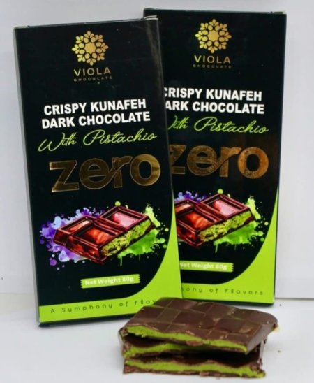 لوح شوكولاطه دارك زيرو بحشوة البيستاشيو والكنافه المقرمشه