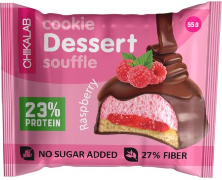 كوكيز سوفليه شوكولاطه بحشوة التوت 23% بروتين 27% الياف بدون سكر