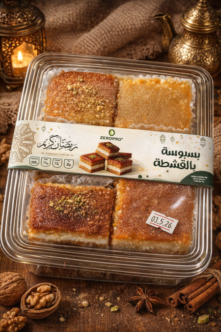 بسبوسه بالقشطه كيتو بدون سكر