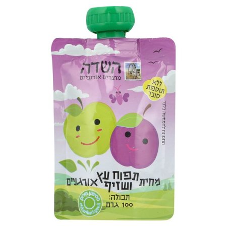 סקוויז מחית שזיף תפוח עץ אורגני هريس برقوق وتفاح عضوي بدون سكر