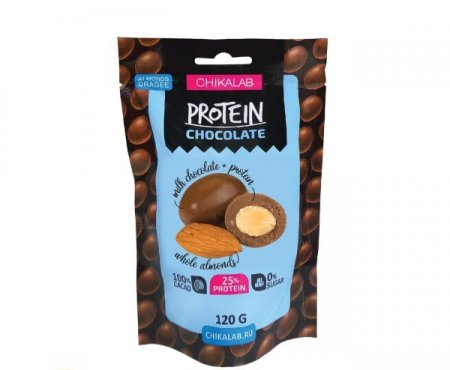 دراجية لوز بشوكولاطة الحليب 19% الياف 25% بروتين بدون سكر